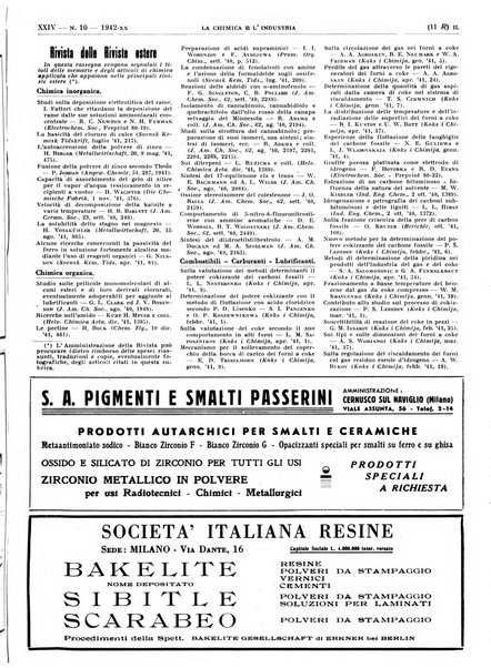 La chimica e l'industria organo ufficiale dell'Associazione italiana di chimica e della Federazione nazionale fascista degli industriali dei prodotti chimici