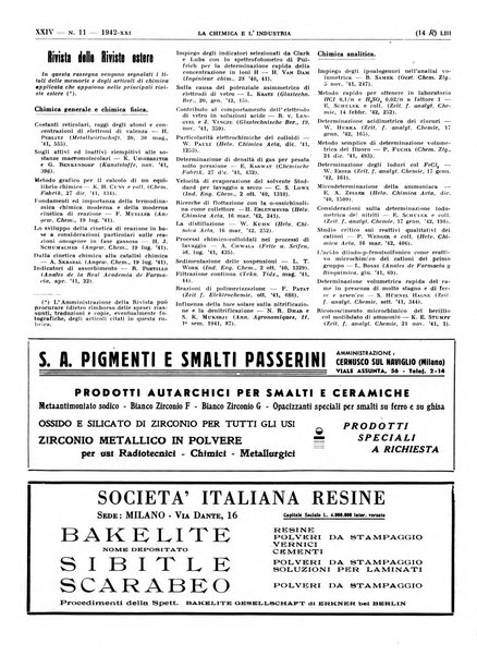 La chimica e l'industria organo ufficiale dell'Associazione italiana di chimica e della Federazione nazionale fascista degli industriali dei prodotti chimici