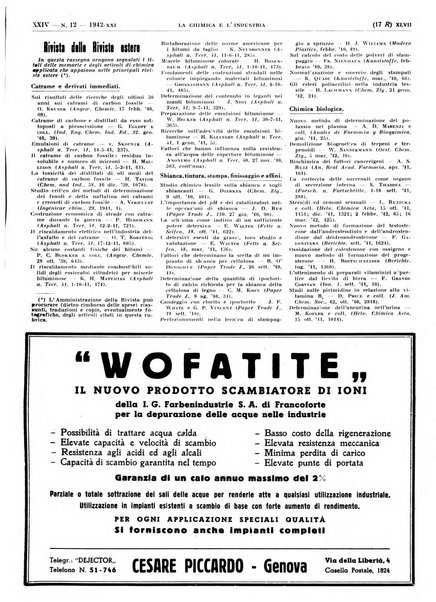 La chimica e l'industria organo ufficiale dell'Associazione italiana di chimica e della Federazione nazionale fascista degli industriali dei prodotti chimici