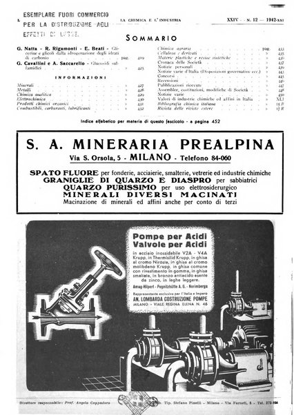 La chimica e l'industria organo ufficiale dell'Associazione italiana di chimica e della Federazione nazionale fascista degli industriali dei prodotti chimici