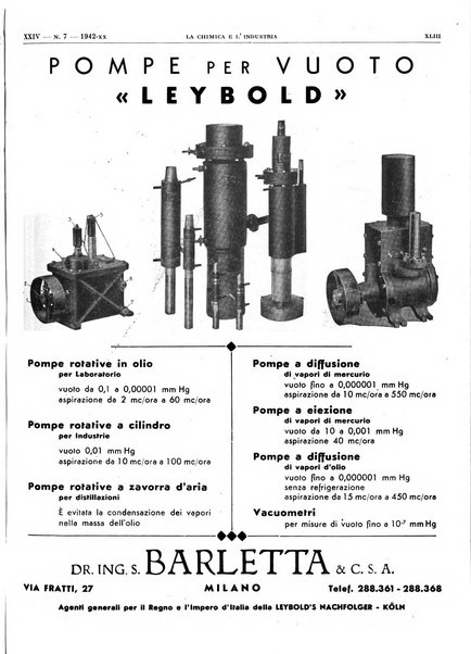 La chimica e l'industria organo ufficiale dell'Associazione italiana di chimica e della Federazione nazionale fascista degli industriali dei prodotti chimici