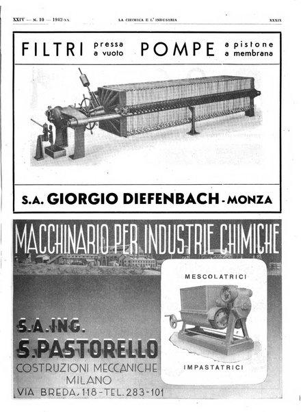 La chimica e l'industria organo ufficiale dell'Associazione italiana di chimica e della Federazione nazionale fascista degli industriali dei prodotti chimici