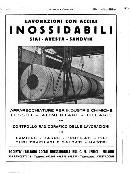 La chimica e l'industria organo ufficiale dell'Associazione italiana di chimica e della Federazione nazionale fascista degli industriali dei prodotti chimici