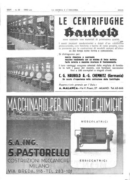 La chimica e l'industria organo ufficiale dell'Associazione italiana di chimica e della Federazione nazionale fascista degli industriali dei prodotti chimici