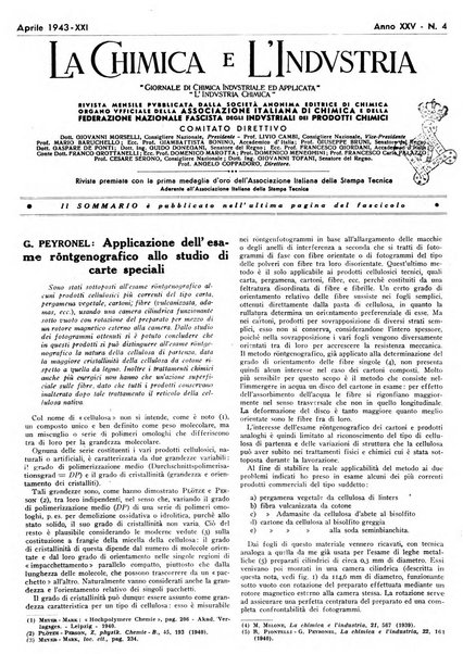 La chimica e l'industria organo ufficiale dell'Associazione italiana di chimica e della Federazione nazionale fascista degli industriali dei prodotti chimici