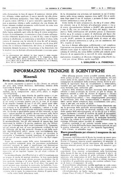 La chimica e l'industria organo ufficiale dell'Associazione italiana di chimica e della Federazione nazionale fascista degli industriali dei prodotti chimici