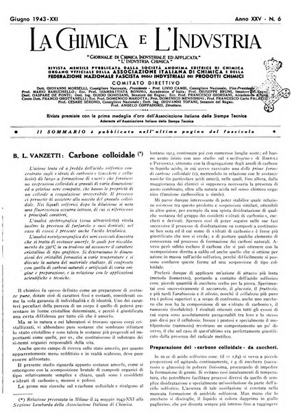 La chimica e l'industria organo ufficiale dell'Associazione italiana di chimica e della Federazione nazionale fascista degli industriali dei prodotti chimici