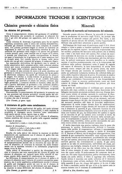 La chimica e l'industria organo ufficiale dell'Associazione italiana di chimica e della Federazione nazionale fascista degli industriali dei prodotti chimici