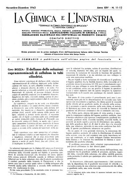 La chimica e l'industria organo ufficiale dell'Associazione italiana di chimica e della Federazione nazionale fascista degli industriali dei prodotti chimici