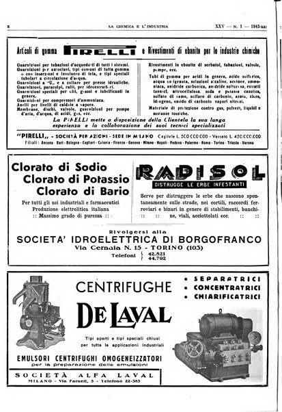 La chimica e l'industria organo ufficiale dell'Associazione italiana di chimica e della Federazione nazionale fascista degli industriali dei prodotti chimici