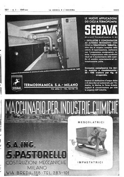 La chimica e l'industria organo ufficiale dell'Associazione italiana di chimica e della Federazione nazionale fascista degli industriali dei prodotti chimici