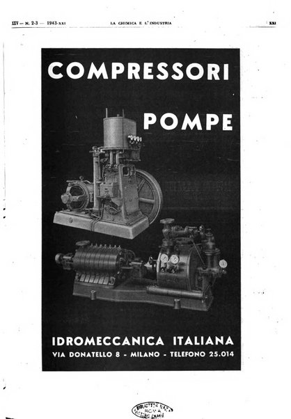 La chimica e l'industria organo ufficiale dell'Associazione italiana di chimica e della Federazione nazionale fascista degli industriali dei prodotti chimici