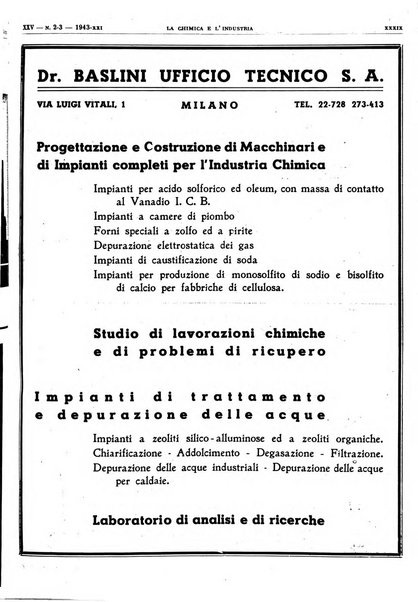 La chimica e l'industria organo ufficiale dell'Associazione italiana di chimica e della Federazione nazionale fascista degli industriali dei prodotti chimici