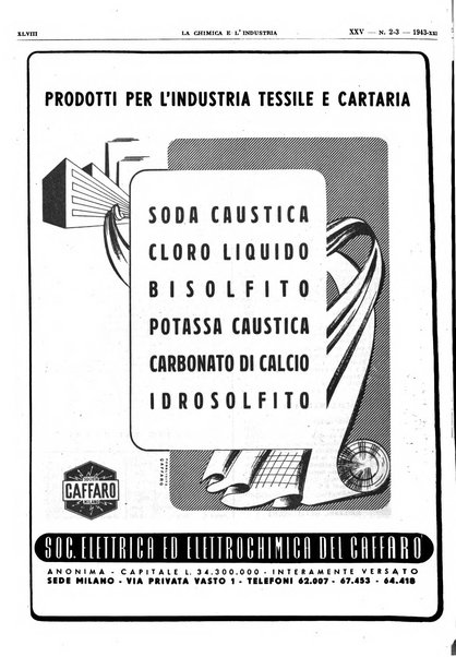 La chimica e l'industria organo ufficiale dell'Associazione italiana di chimica e della Federazione nazionale fascista degli industriali dei prodotti chimici