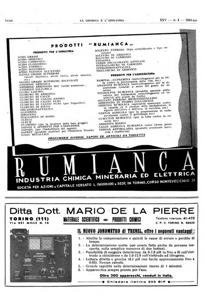 La chimica e l'industria organo ufficiale dell'Associazione italiana di chimica e della Federazione nazionale fascista degli industriali dei prodotti chimici