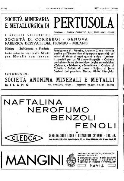 La chimica e l'industria organo ufficiale dell'Associazione italiana di chimica e della Federazione nazionale fascista degli industriali dei prodotti chimici