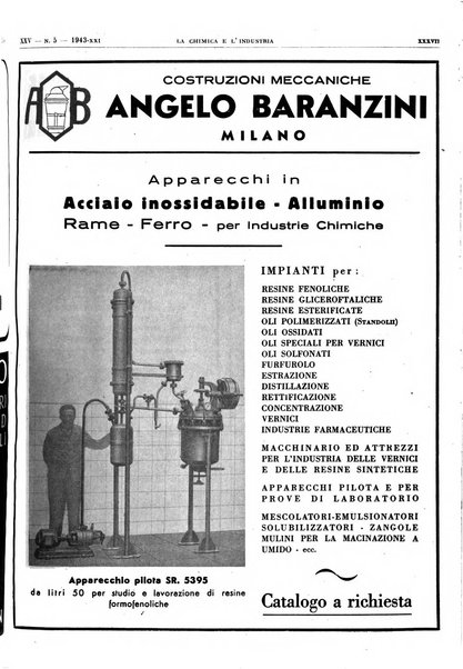 La chimica e l'industria organo ufficiale dell'Associazione italiana di chimica e della Federazione nazionale fascista degli industriali dei prodotti chimici