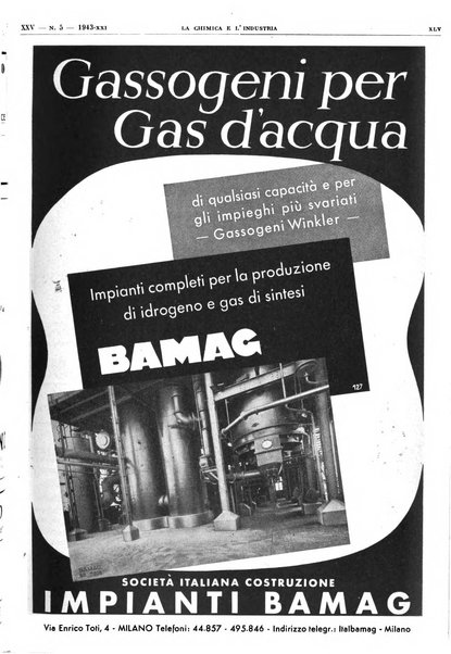 La chimica e l'industria organo ufficiale dell'Associazione italiana di chimica e della Federazione nazionale fascista degli industriali dei prodotti chimici