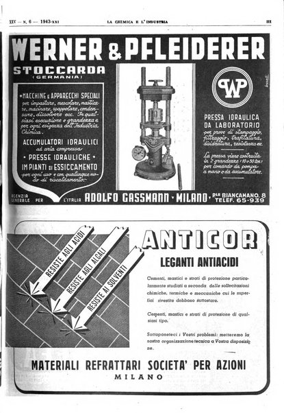 La chimica e l'industria organo ufficiale dell'Associazione italiana di chimica e della Federazione nazionale fascista degli industriali dei prodotti chimici