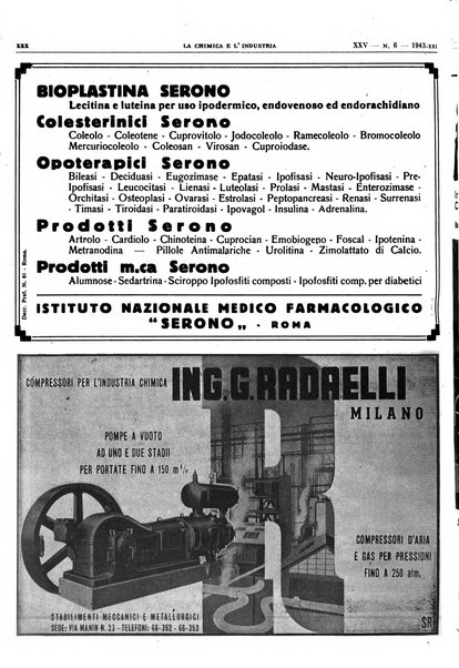 La chimica e l'industria organo ufficiale dell'Associazione italiana di chimica e della Federazione nazionale fascista degli industriali dei prodotti chimici