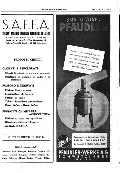 La chimica e l'industria organo ufficiale dell'Associazione italiana di chimica e della Federazione nazionale fascista degli industriali dei prodotti chimici