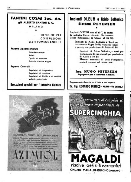 La chimica e l'industria organo ufficiale dell'Associazione italiana di chimica e della Federazione nazionale fascista degli industriali dei prodotti chimici