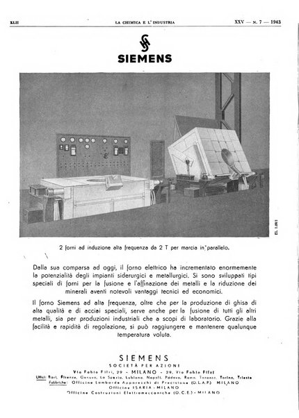 La chimica e l'industria organo ufficiale dell'Associazione italiana di chimica e della Federazione nazionale fascista degli industriali dei prodotti chimici