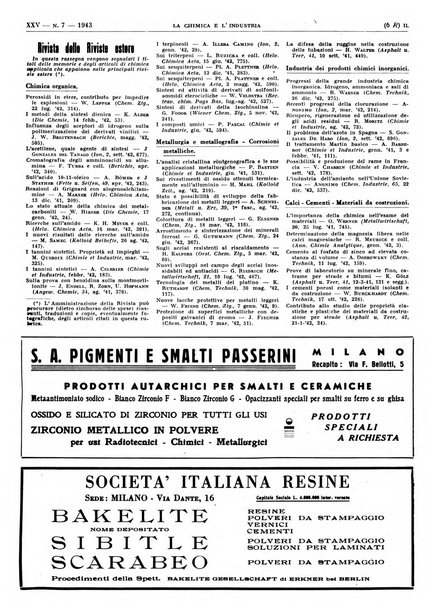 La chimica e l'industria organo ufficiale dell'Associazione italiana di chimica e della Federazione nazionale fascista degli industriali dei prodotti chimici