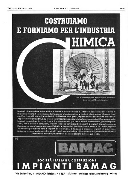 La chimica e l'industria organo ufficiale dell'Associazione italiana di chimica e della Federazione nazionale fascista degli industriali dei prodotti chimici