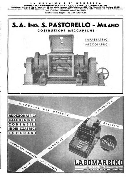 La chimica e l'industria organo ufficiale dell'Associazione italiana di chimica e della Federazione nazionale fascista degli industriali dei prodotti chimici