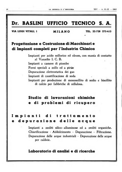 La chimica e l'industria organo ufficiale dell'Associazione italiana di chimica e della Federazione nazionale fascista degli industriali dei prodotti chimici