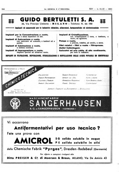 La chimica e l'industria organo ufficiale dell'Associazione italiana di chimica e della Federazione nazionale fascista degli industriali dei prodotti chimici