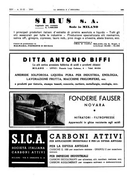 La chimica e l'industria organo ufficiale dell'Associazione italiana di chimica e della Federazione nazionale fascista degli industriali dei prodotti chimici