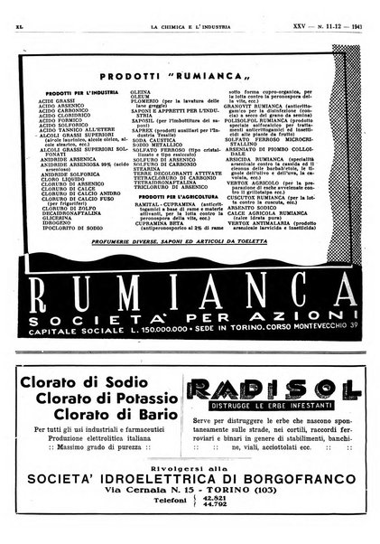 La chimica e l'industria organo ufficiale dell'Associazione italiana di chimica e della Federazione nazionale fascista degli industriali dei prodotti chimici