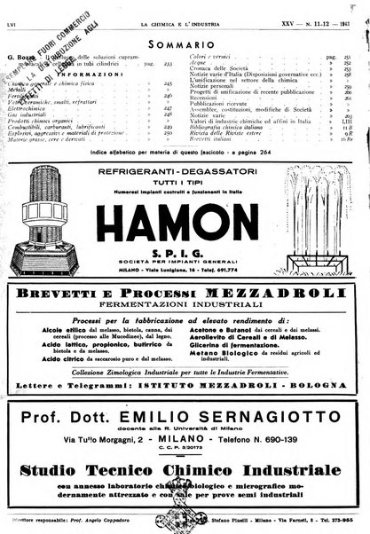 La chimica e l'industria organo ufficiale dell'Associazione italiana di chimica e della Federazione nazionale fascista degli industriali dei prodotti chimici