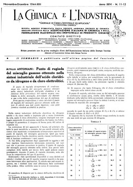 La chimica e l'industria organo ufficiale dell'Associazione italiana di chimica e della Federazione nazionale fascista degli industriali dei prodotti chimici