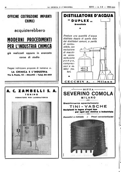 La chimica e l'industria organo ufficiale dell'Associazione italiana di chimica e della Federazione nazionale fascista degli industriali dei prodotti chimici