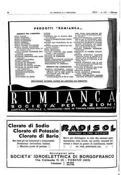 La chimica e l'industria organo ufficiale dell'Associazione italiana di chimica e della Federazione nazionale fascista degli industriali dei prodotti chimici