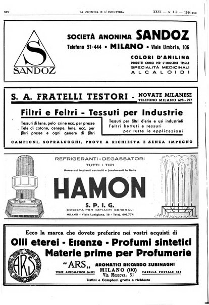 La chimica e l'industria organo ufficiale dell'Associazione italiana di chimica e della Federazione nazionale fascista degli industriali dei prodotti chimici