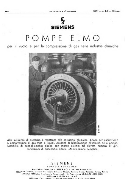 La chimica e l'industria organo ufficiale dell'Associazione italiana di chimica e della Federazione nazionale fascista degli industriali dei prodotti chimici