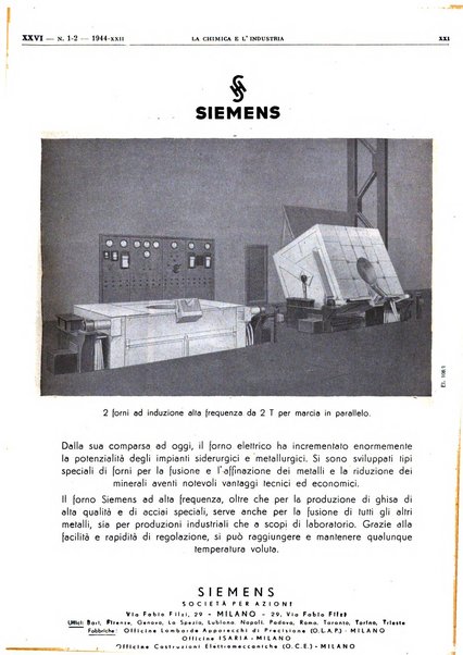 La chimica e l'industria organo ufficiale dell'Associazione italiana di chimica e della Federazione nazionale fascista degli industriali dei prodotti chimici