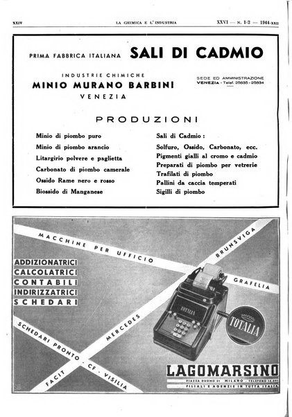 La chimica e l'industria organo ufficiale dell'Associazione italiana di chimica e della Federazione nazionale fascista degli industriali dei prodotti chimici