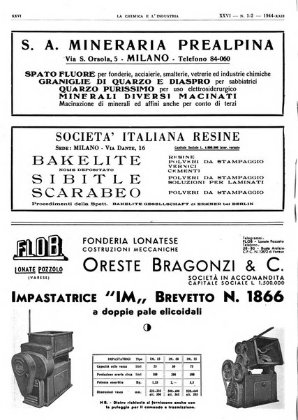 La chimica e l'industria organo ufficiale dell'Associazione italiana di chimica e della Federazione nazionale fascista degli industriali dei prodotti chimici