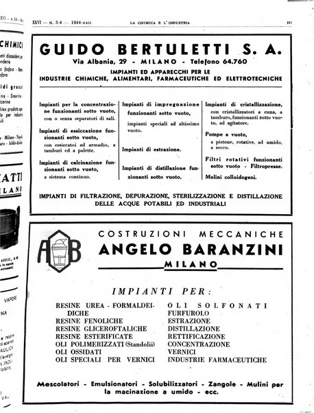 La chimica e l'industria organo ufficiale dell'Associazione italiana di chimica e della Federazione nazionale fascista degli industriali dei prodotti chimici