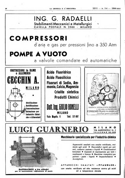 La chimica e l'industria organo ufficiale dell'Associazione italiana di chimica e della Federazione nazionale fascista degli industriali dei prodotti chimici