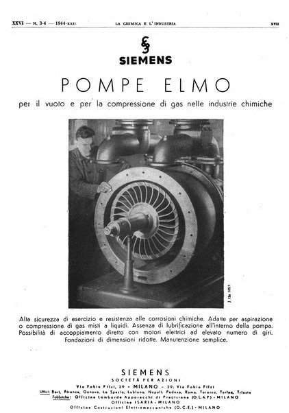 La chimica e l'industria organo ufficiale dell'Associazione italiana di chimica e della Federazione nazionale fascista degli industriali dei prodotti chimici