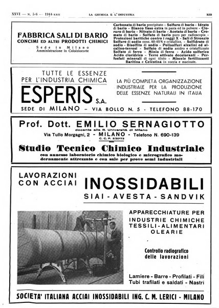 La chimica e l'industria organo ufficiale dell'Associazione italiana di chimica e della Federazione nazionale fascista degli industriali dei prodotti chimici