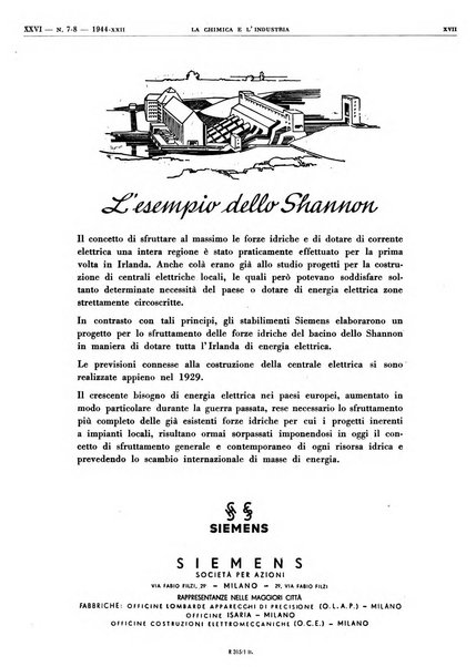 La chimica e l'industria organo ufficiale dell'Associazione italiana di chimica e della Federazione nazionale fascista degli industriali dei prodotti chimici