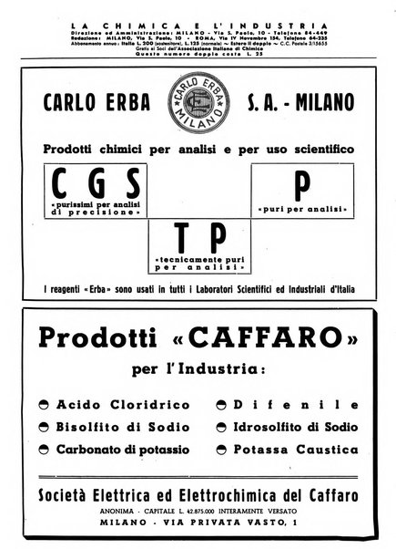 La chimica e l'industria organo ufficiale dell'Associazione italiana di chimica e della Federazione nazionale fascista degli industriali dei prodotti chimici