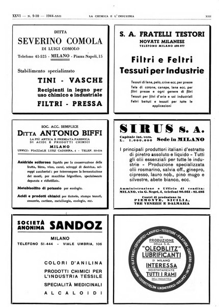 La chimica e l'industria organo ufficiale dell'Associazione italiana di chimica e della Federazione nazionale fascista degli industriali dei prodotti chimici